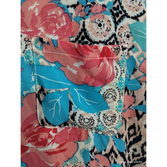 Women Within Size 3X Floral Flowy Boho Patchwork Beachy Resort Tank Top - Picture 7 of 8
